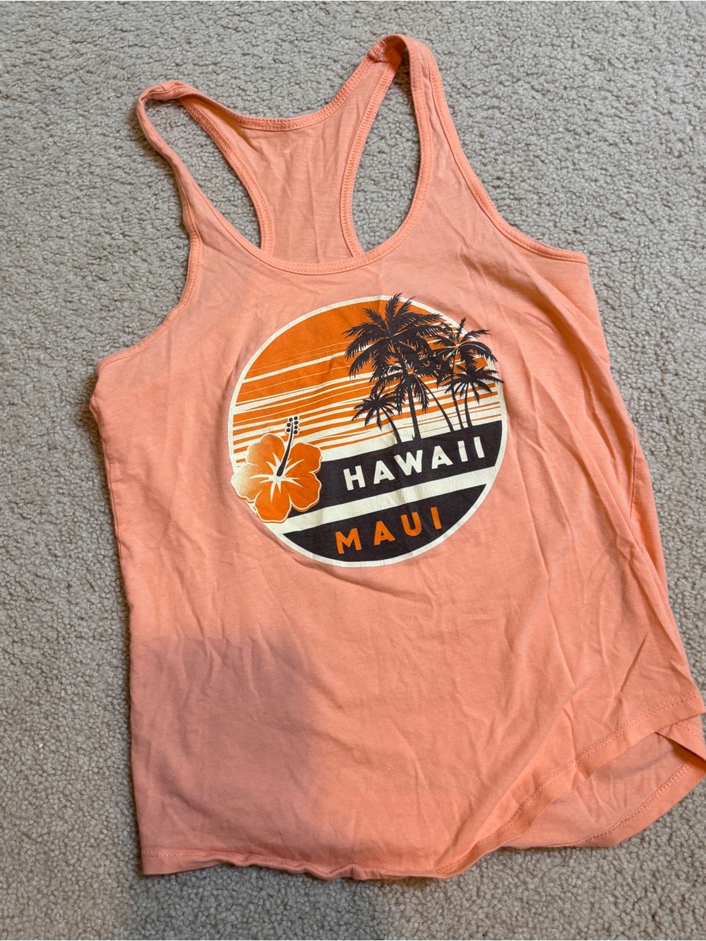 Hawaii Maui Sunset Graphic Racerback Tank - Peach